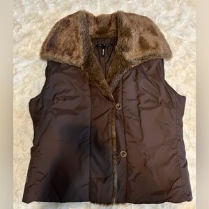 SMITH Chocolate Brown Vest with Faux Fur Collar